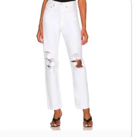 NWT Agolde 90's Jean Mid Rise Loose fit white distressed size 29 - Picture 1 of 11